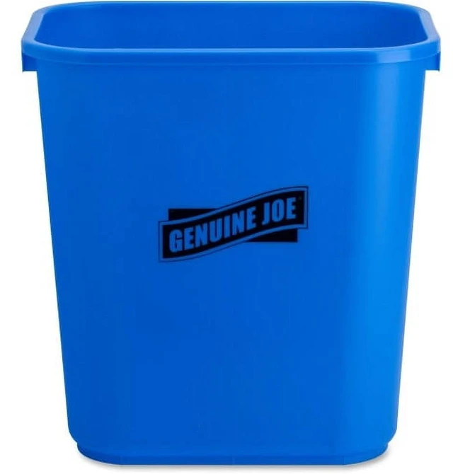 Main image of GJO57257 Genuine Joe 28-1/2Quart Recycle Wastebasket, Blue, White, 1Each
