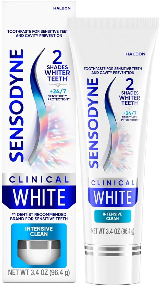 Main image of Sensodyne Clinical White Toothpaste for Sensitive Teeth, Intensive Clean, 3.4Oz
