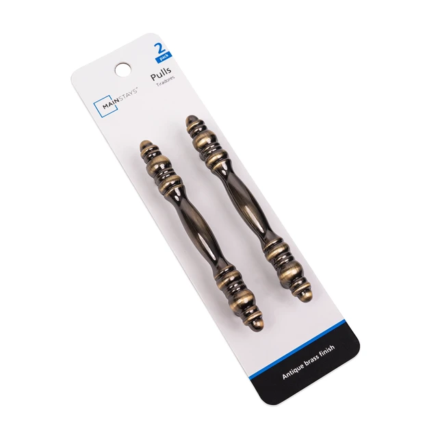 Alt view image 4 of 5 - Mainstays 3" (76mm) Center-to-Center Traditional Cabinet Pull, Antique Brass, 2 Pack