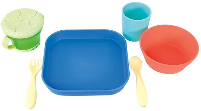 Main image of Nuby 6-Piece Toddler Feeding Set - Plate, Bowl, Snack Keeper, Cup, Utensils