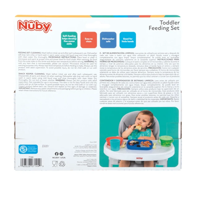 Alt view image 4 of 6 - Nuby 6-Piece Toddler Feeding Set - Plate, Bowl, Snack Keeper, Cup, Utensils