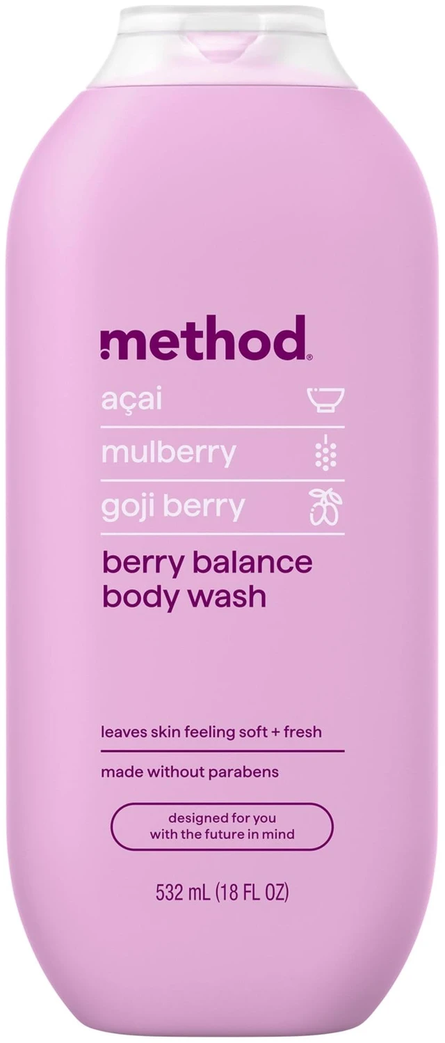 Main image of Method Body Wash Berry Balance, 18 fl oz, Leaves Skin Feeling Soft & Moisturized, Made Without Parabens, Notes of Acai, Mulberry & Goji Berry