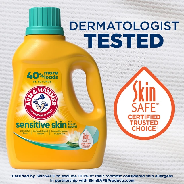 Alt view image 2 of 5 - ARM & HAMMER Sensitive Skin Plus Fresh Scent Liquid Laundry Detergent, 105floz, 105 Loads