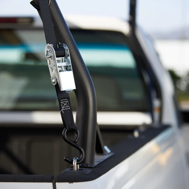 Alt view image 3 of 6 - Hyper Tough 2-Pack 12ft x 1in Black Ratchet Tie-Down with Coated S-Hooks