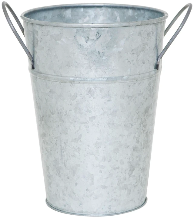 Alt view image 5 of 6 - Mainstays Metal Bucket Planter, 7-Inch, High Solid Print Gray, 2-Pack