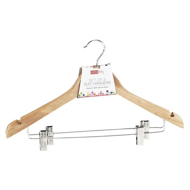 Alt view image 2 of 3 - Simplify Wood Suit Hanger, 2 Count, Adult Size, Beige