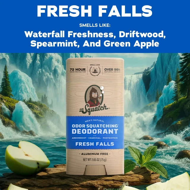 Alt view image 6 of 6 - Dr. Squatch Men's Aluminum Free Deodorant, Fresh Falls, 2.65Oz