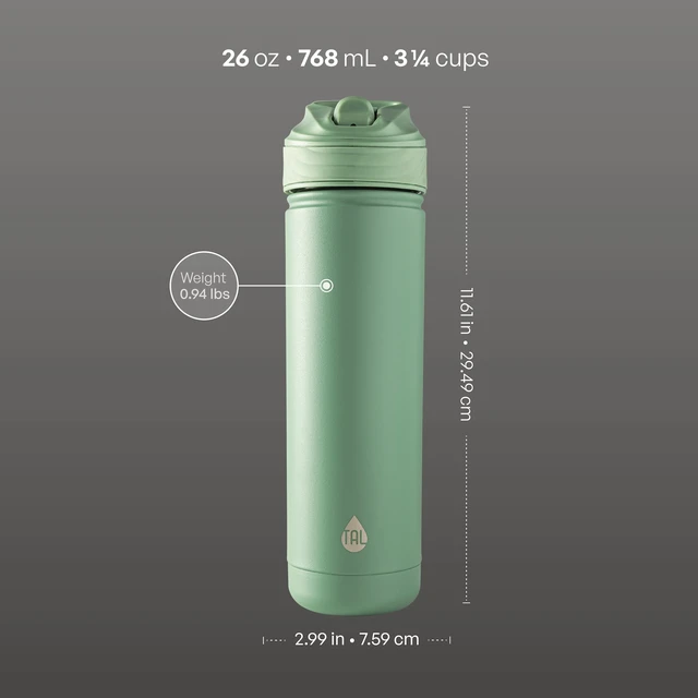 Alt view image 5 of 5 - TAL 26oz Stainless Steel Ranger Water Bottle with Easy Sip Straw, Sage