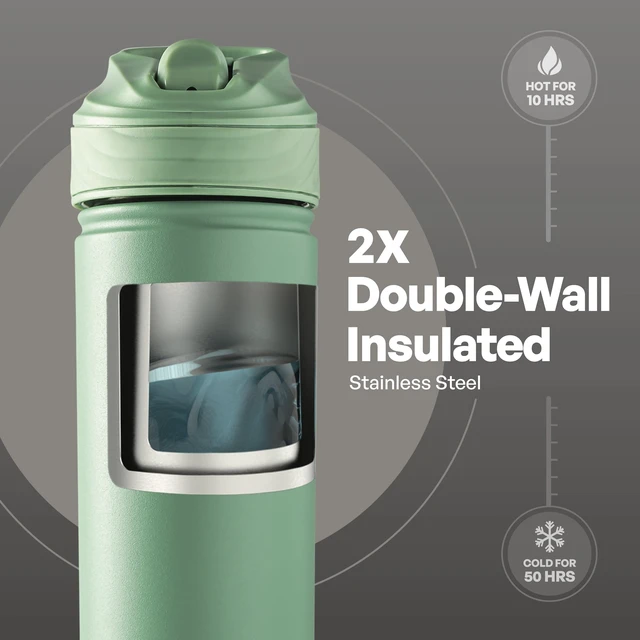 Alt view image 3 of 5 - TAL 26oz Stainless Steel Ranger Water Bottle with Easy Sip Straw, Sage