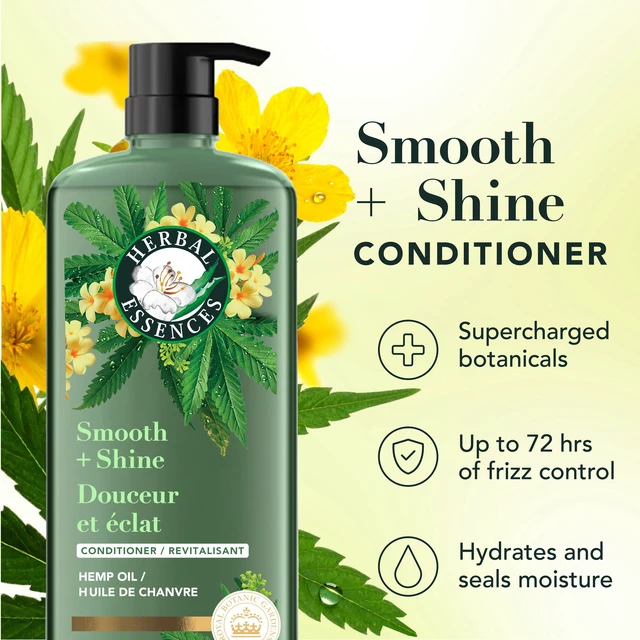 Alt view image 2 of 5 - Herbal Essences Smooth + Shine Hemp Sulfate Free Conditioner, 20.2fl oz