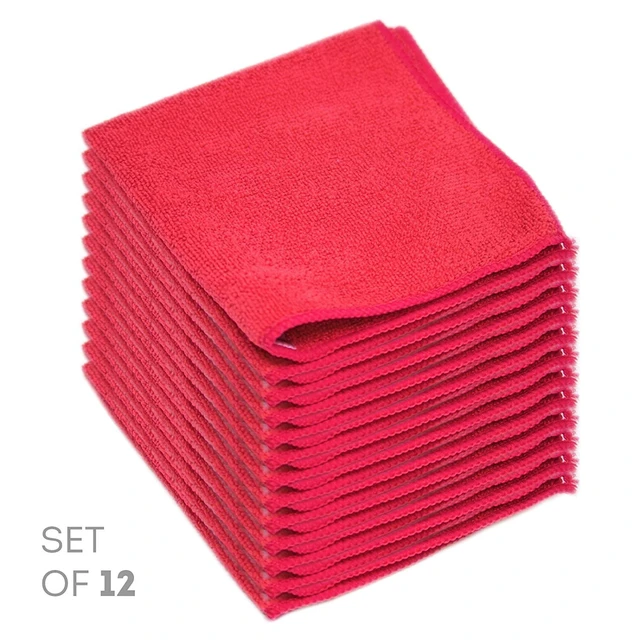 Main image of Etienne Alair Microfiber Cleaning Cloth - 12-Pack, 12 x 12 Inches, Red