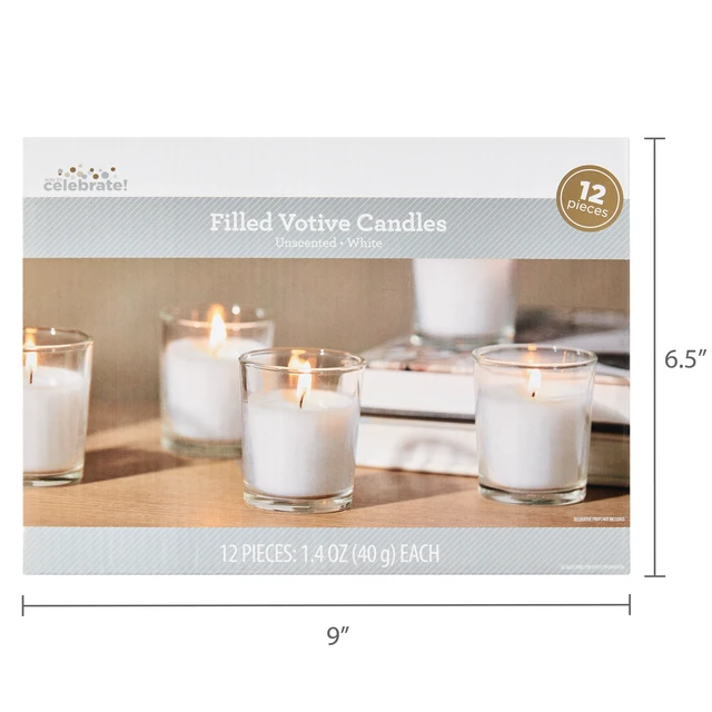 Alt view image 3 of 6 - Way to Celebrate White Unscented Filled Votive Candles in Clear Glass, 12 Pack