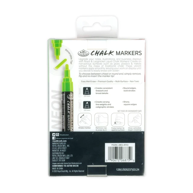 Alt view image 3 of 6 - Royal & Langnickel Chalk Marker 6 Pack, Neon Colors, 2mm Tip