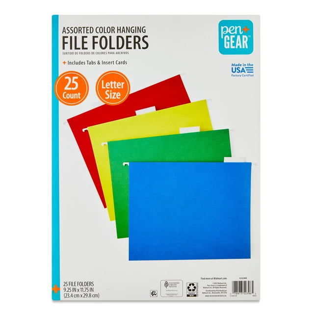 Alt view image 4 of 4 - Pen+Gear Hanging File Folders, Letter Size, Assorted Colors, 25 Count