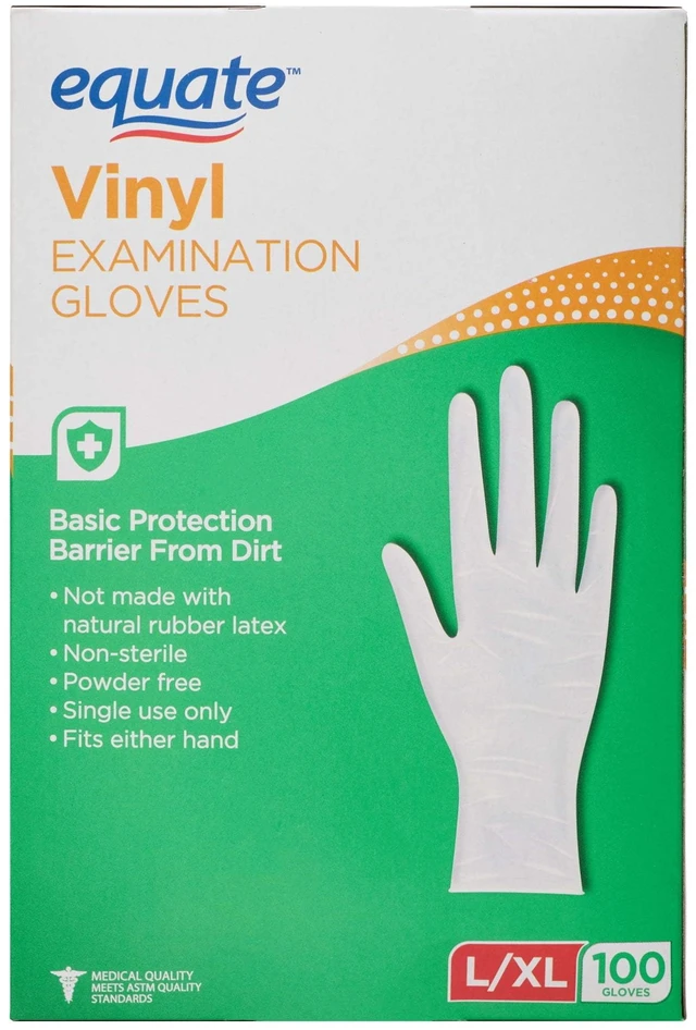 Main image of Equate Vinyl Examination Gloves, Large/X-Large, 100 Count
