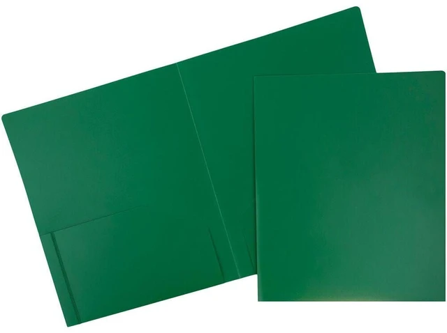 Main image of JAM Paper Heavy Duty Plastic 2 Pocket School Folders, Green, 3-Pack