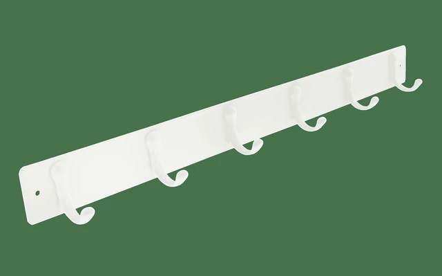 Main image of Mainstays 19 in. Wall Mounted Metal 6-Hook Rack, White