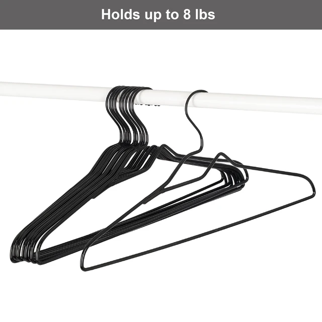 Alt view image 4 of 6 - Better Homes & Gardens Non-Slip Black Clothes Hangers with Chrome Hook, 10 Pack