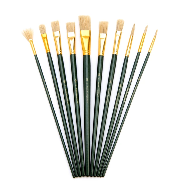 Alt view image 2 of 6 - Royal & Langnickel Assorted Shapes Natural Bristle Long Handle Acrylic and Oil Art Brushes 10 Pieces