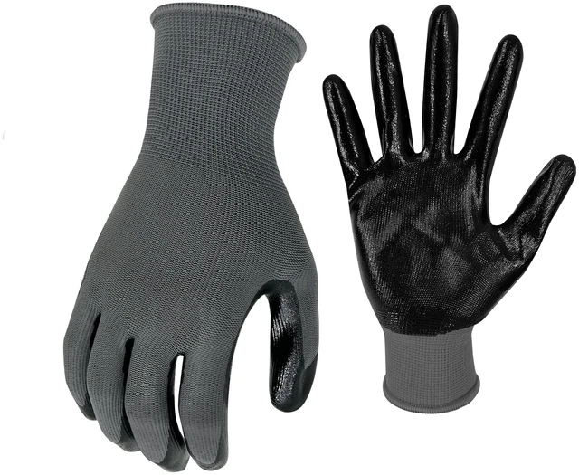 Alt view image 3 of 6 - Hyper Tough Nitrile Coated Water Resistant Gloves, Latex Free, Gray, Large, 2 Pack, 3 Pairs