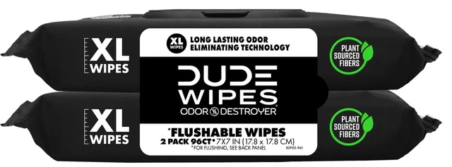 Alt view image 4 of 6 - DUDE Wipes Odor Destroyer Flushable XL Wet Wipes, Deodorizing with Clean Scent, 48 Count, 2 Pack