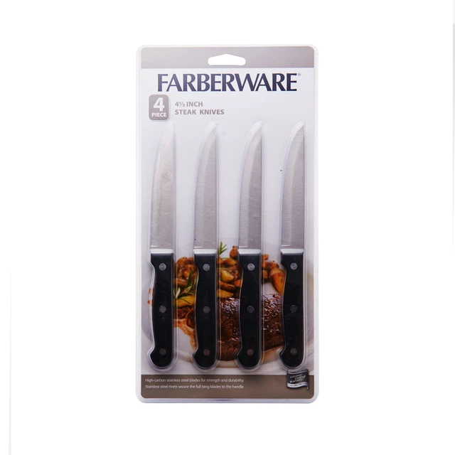 Alt view image 4 of 6 - Farberware Never Needs Sharpening 4-Piece 4.5in Steak Knife Set