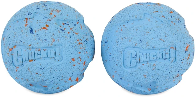 Main image of Chuckit! Rebounce Dog Ball Ecofriendly Rubber Fetch Toy, Medium 2.5", for Breeds 20-60 lb, Pack of 2, Bright Blue