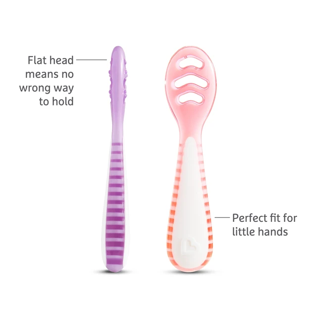 Alt view image 2 of 6 - Munchkin Gentle Dip Multistage First Infant Spoons, Pink/Purple, Unisex, 3 Pack