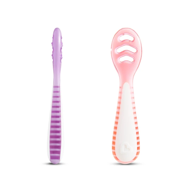 Alt view image 6 of 6 - Munchkin Gentle Dip Multistage First Infant Spoons, Pink/Purple, Unisex, 3 Pack