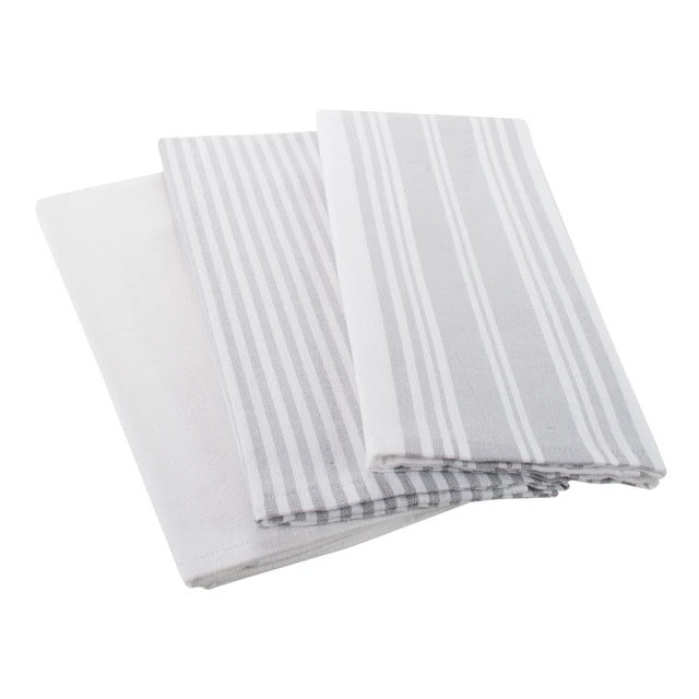 Alt view image 2 of 5 - 3-Pack Better Homes & Gardens Soft Silver Cotton Oversized Kitchen Towels
