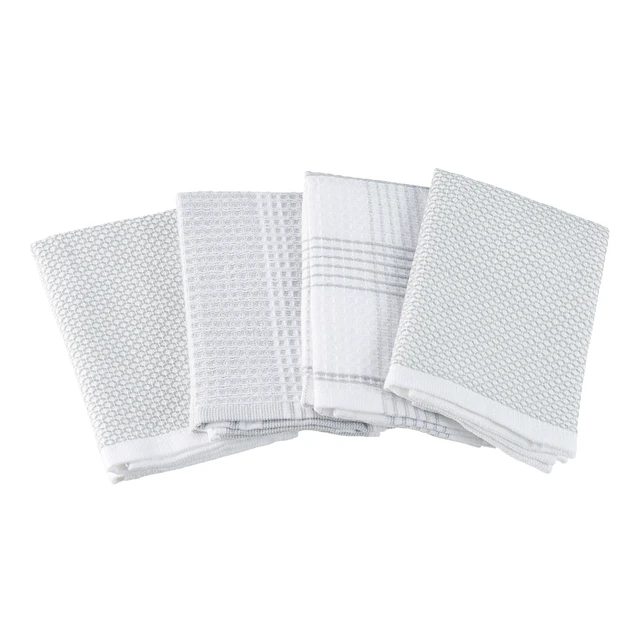 Alt view image 3 of 5 - Better Homes & Gardens 4-Pack Kitchen Towels, Soft Silver