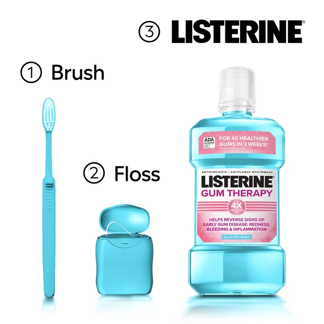 Alt view image 2 of 6 - Listerine Gum Therapy Anti-Gingivitis Mouthwash Glacier Mint 1L