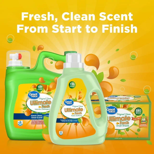Alt view image 2 of 6 - Great Value Ultimate Fresh Fabric Softener, Original Clean, 100 fl oz, 136 Loads