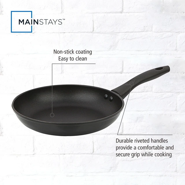Alt view image 6 of 6 - Mainstays 9.5in Skillet, Non-Stick Aluminum Alloy, Black, Dishwasher Safe