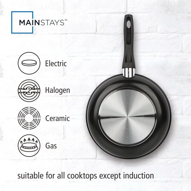 Alt view image 3 of 6 - Mainstays 9.5in Skillet, Non-Stick Aluminum Alloy, Black, Dishwasher Safe