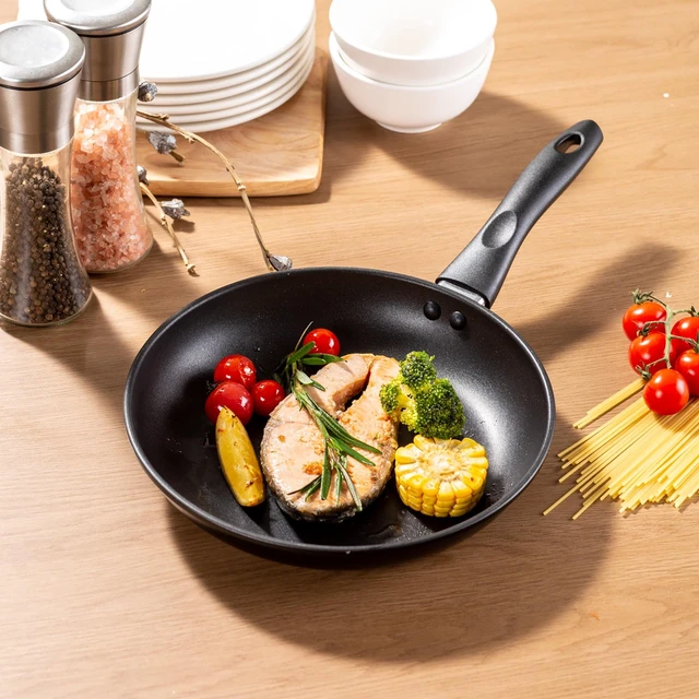 Alt view image 2 of 6 - Mainstays 9.5in Skillet, Non-Stick Aluminum Alloy, Black, Dishwasher Safe