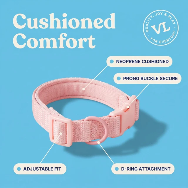 Alt view image 4 of 6 - Vibrant Life Adjustable Neoprene Cushioned Dog Collar, Soft Pink, M