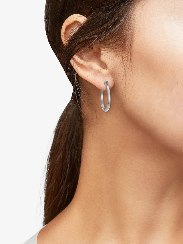 Alt view image 3 of 5 - Time and Tru Essentials Silver Hoop Earrings Multi Ear 6 Pack