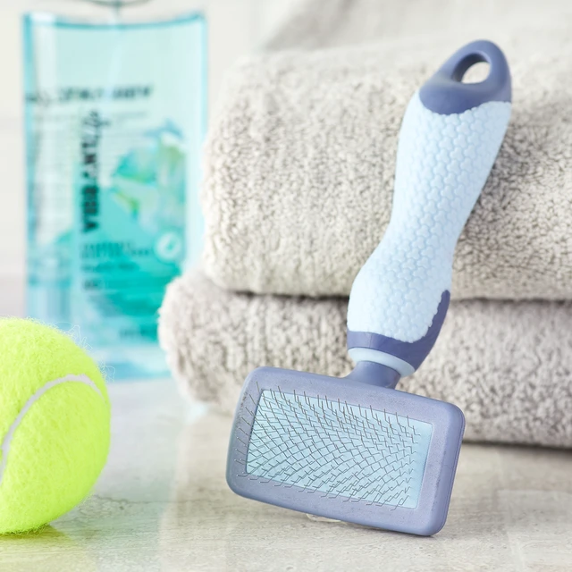 Alt view image 6 of 6 - Vibrant Life Plastic Dog Slicker Grooming Brush with TPR Grip