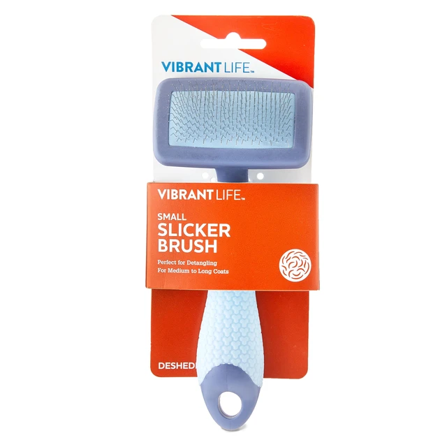 Alt view image 4 of 6 - Vibrant Life Plastic Dog Slicker Grooming Brush with TPR Grip