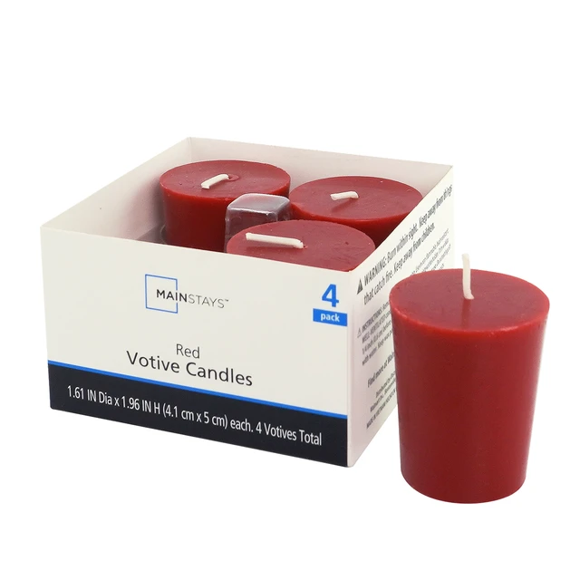 Alt view image 2 of 6 - Mainstays Paraffin Blend Wax Votive Candles Unscented Red 4 Count (Pack of 2)