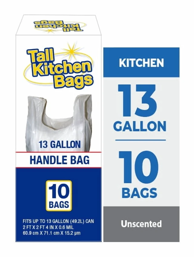 Alt view image 4 of 7 - 13 Gallon Basic Kitchen Trash Bags with Handle, 4 Pack, 10 Count