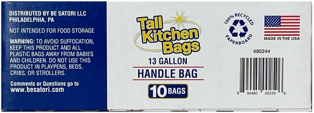 Alt view image 6 of 7 - 13 Gallon Basic Kitchen Trash Bags with Handle, 4 Pack, 10 Count