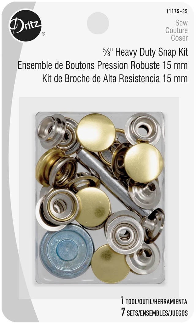 Alt view image 6 of 6 - Dritz Heavy Duty Snap Kit 7 Count Gold