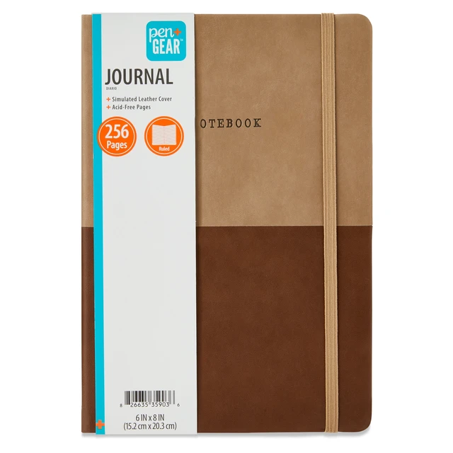 Alt view image 2 of 3 - Pen+Gear Simulated Leather Journal, Brown, 6in x 8in, 256 Ruled Pages
