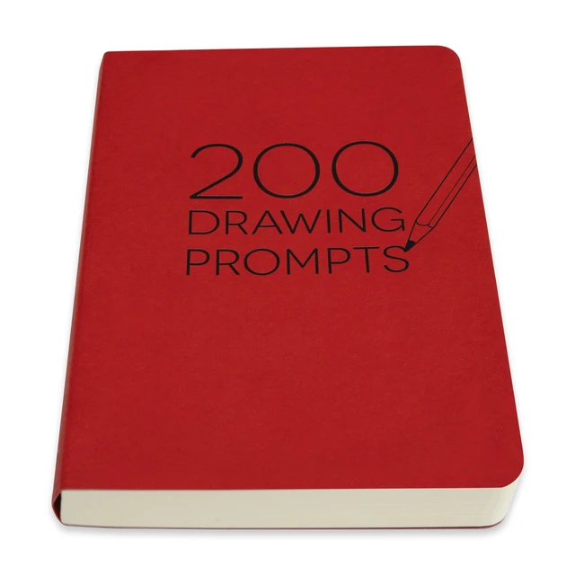 Alt view image 2 of 5 - Piccadilly 200 Drawing Prompts Guided Sketchbook 204 Pages, Red Cover