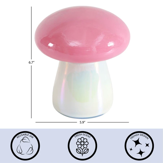 Alt view image 5 of 6 - Urban Shop 6.7" x 5.9" Iridescent Pink Mushroom Candle