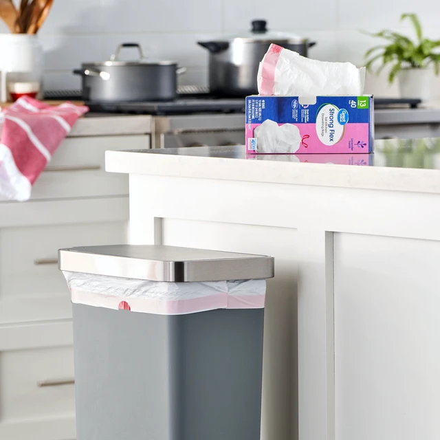 Alt view image 2 of 6 - Great Value Strong Flex 13-Gallon Drawstring Tall Kitchen Trash Bags, Lavender Fields, 40 Bags