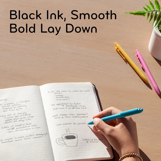 Alt view image 4 of 6 - U Brands U-Eco Ballpoint Pens, Fine Point, 0.7mm, Black Ink, 4 Count