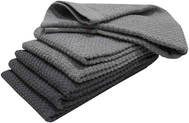 Alt view image 6 of 6 - Mainstays 6-Piece Bar Mop Kitchen Towel Set, Gray